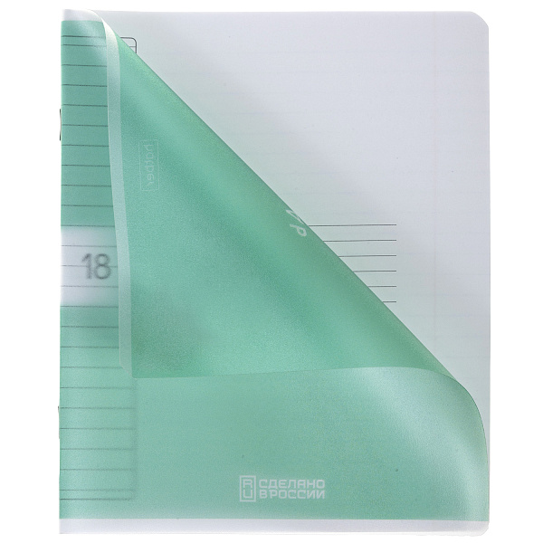 Тетрадь 18 листов в линию Пластиковая обложка с печатью "Цветной набор" А5ф 60-65г/кв.м на скобе запечатанный тит.лист 5 диз.в блоке
