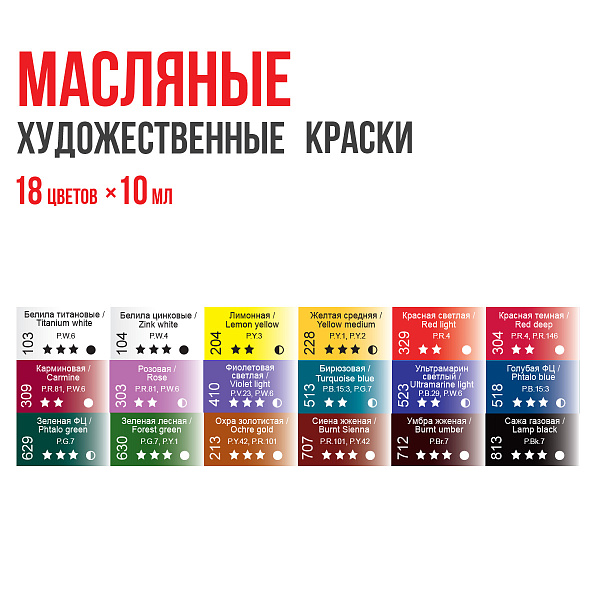 Масло "VISTA-ARTISTA" Studio Набор  18 цв. х 10 мл .