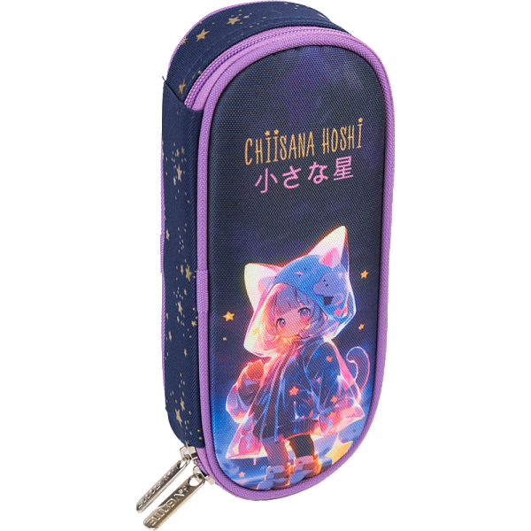 Пенал "deVENTE. Chiisana Hoshi" 21x8x5 см, овальный для 50 предметов, с внутренним органайзером-створкой, плотный износостойкий полиэстер с водоотталкивающей пропиткой, на молнии