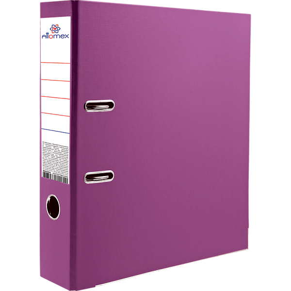 Папка-регистратор 50 мм "Attomex" PP разобранная, фиолетовая металлическая окантовка, запечатка форзаца, наварной карман с этикеткой, фиолетовая