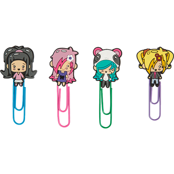 Набор закладок-скрепок "deVENTE. NicoNico:-)" металлические овальные цветные 50 мм с элементами декора, в блистерной упаковке, ассорти 4 дизайна