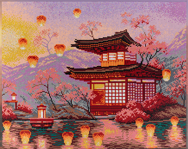 Алмазная мозаика 50*40 "ФРЕЯ" на подрамнике "Японский пейзаж"