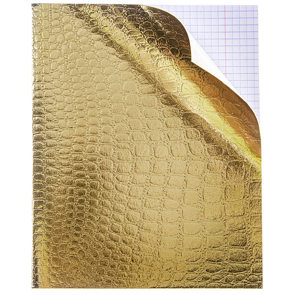 Тетрадь А5 48 листов в клетку, "METALLIC", обложка из бумвинила, тиснение CROCO, 60 г/м2, золото