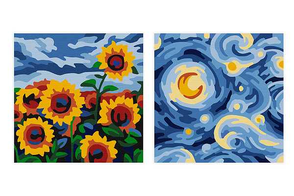 Картина по номерам (на магните) 9 х 9 см "Вдохновение Ван Гога" "ФРЕЯ"