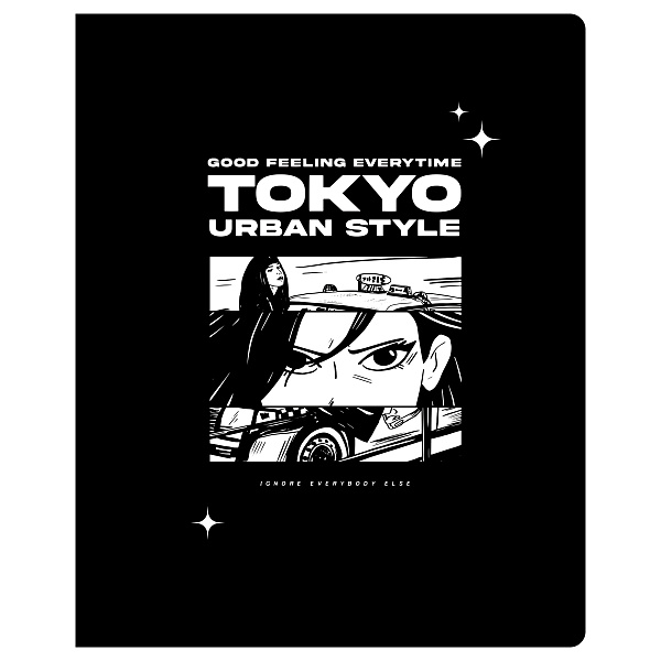 Тетрадь А5 96 листов в клетку, BG "Аниме. Tokyo", обложка мелованный картон, вд-лак, 60 г/м2, эконом