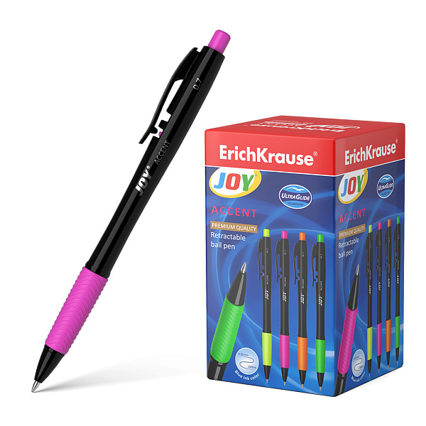 Ручка шариковая автомат. ErichKrause JOY® Accent, Ultra Glide Technology СИНЯЯ