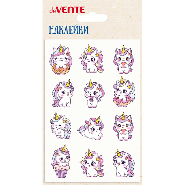 Наклейки мягкие "deVENTE. Unicorn pony" размер карточки 10x15 см, puff, объемные, многоразовые, в пластиковом пакете с блистерным подвесом