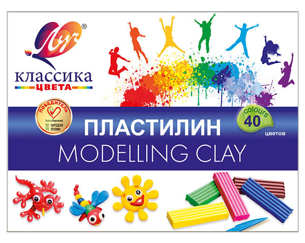 Пластилин 40 цв. Луч Классика 800 гр. (карт.уп.ка)
