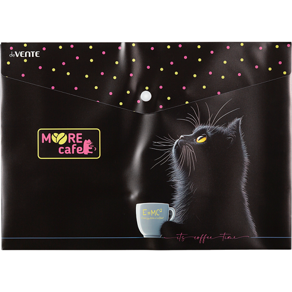 Папка-конверт на кнопке "deVENTE. MooreCafe" A4 (330x235 мм) 180 мкм, непрозрачная с рисунком, фактура песок, индивидуальная маркировка