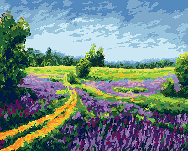 Картина по номерам 50*40 "Цветущее поле" "ФРЕЯ"