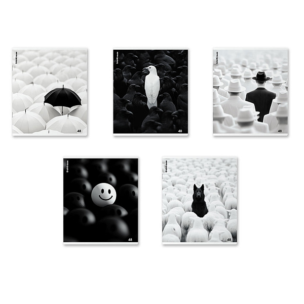 Тетрадь 48 листов в клетку "Black Focus", матовая ламинация+выборочный УФ-лак ErichKrause _MIX-PACK