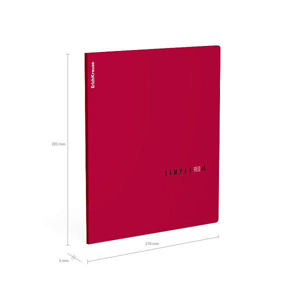 Тетрадь 48 листов в клетку "Simple Color", красный, ламинация soft-touch+выборочный УФ-лак ErichKrause 