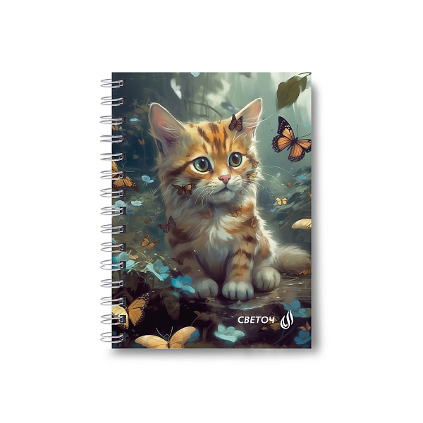 Записная книжка A6 120 л. кл. на гребне "Муркоша" 01183  "Светоч"