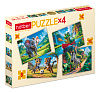 ПАЗЛЫ 8-12-15-20 эл. А5 200х140мм "4 картинки в 1 коробке" -Спортивное сафари-