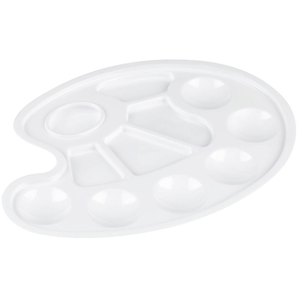 Палитра пластиковая овальная СТАММ, 23,2 x 17,2 см, 10 ячеек, белая