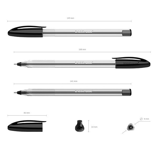 Ручка шариковая ErichKrause® U-108 Classic Stick 1.0, Ultra Glide Technology, цвет чернил черный (в коробке по 50 шт.)