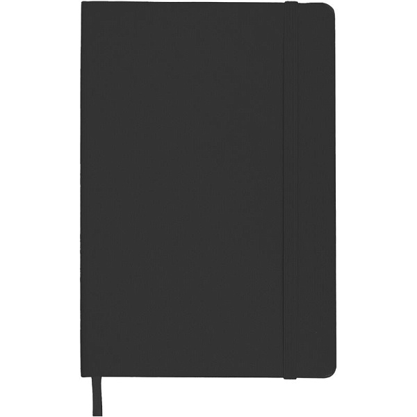 Записная книжка "deVENTE" A5 160 стр, черная, кремовая бумага 70 г/м² в клетку, печать в 1 краску, твердая обложка из искусственной кожи с покрытием Soft Touch, вертикальная резинка, закругленные уголки, 1 ляссе, в термоусадочной пленке, 