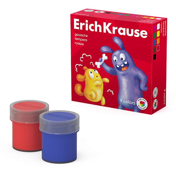 Гуашь 9 цв. по 20 мл. ErichKrause Jolly Friends (в коробке)
