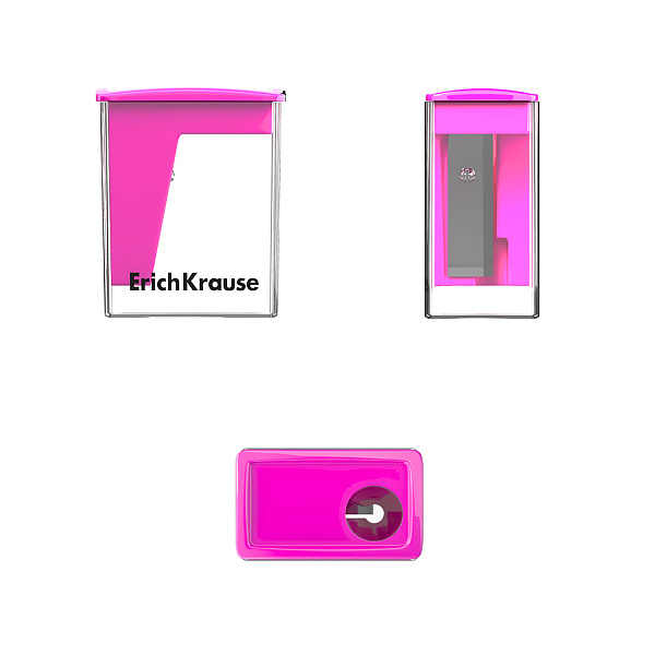 Точилка пластиковая ErichKrause City Mini, Vivid, с контейнером, ассорти (в коробке-дисплее по 28 шт)