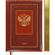 Ежедневник 2026 "deVENTE. Symbol" A5 (145 ммx205 мм) 336 стр, коричневый, кремовая бумага 70 г/м² с золотым срезом, печать в 2 краски, твердая обложка из искусственной кожи с поролоном, термо тиснение, тиснение фольгой, французский корешок, перфораци