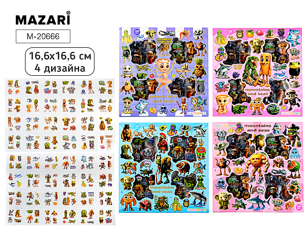 Наклейки декоративные "Итал.Мем", 16.6*16.6 см, цветная коробка/ОПП-упаковка, МИКС 4 вида