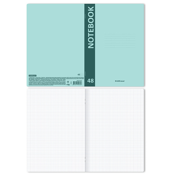 Тетрадь А4 48 л. кл. Пластиковая обложка ErichKrause CoverProBook Pastel, мятный,
