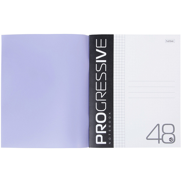 Тетрадь 48 листов в клетку Пластиковая обложка на скобе PROGRESSIVE   Фиолетовая 60-65г/кв.м 