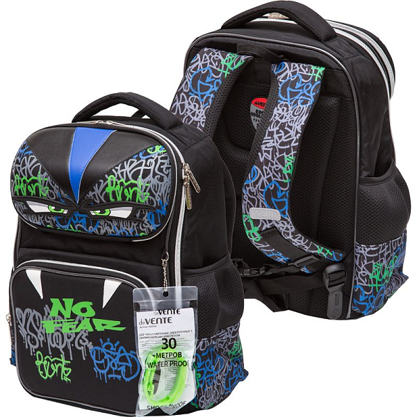 Ранец "deVENTE. Smart. No Fear" школьный жесткий 37x28x14 см (14 л) вес 800 г, 1 отд. на замке с карманом для учебников, 2 передних кармана на молнии, 2 боковых кармана на резинке с расширением, эргономичная формоустойчивая вентилируемая спинка и мяг