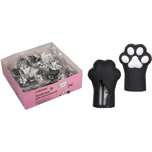 Точилка 1 отв. "deVENTE. Cat Paw" 28x21x42 мм, пластиковая с покрытием Soft Touch, каждая в индивидуальном пакете с с индивидуальной маркировкой