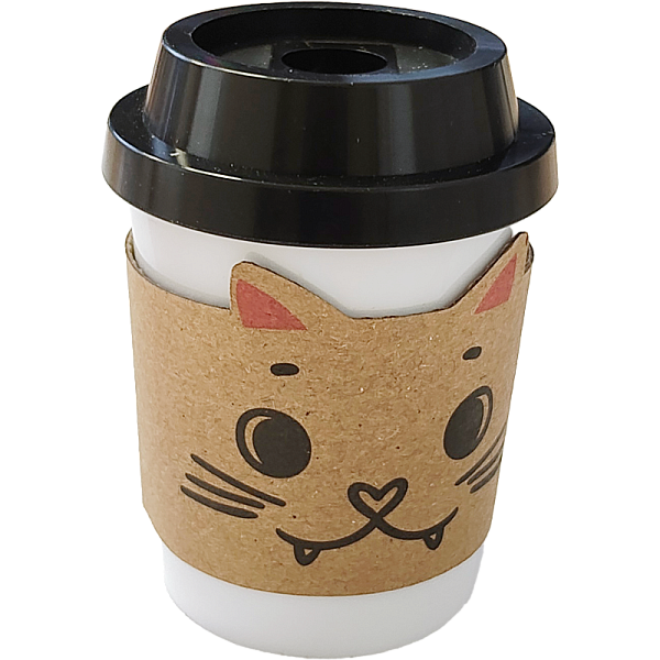 Точилка для карандашей "deVENTE. MooreCafe" 2 отверстия, пластмассовая с контейнером, каждая с индивидуальной маркировкой, с 4-мя разными кошачьими мордочками на капхолдере