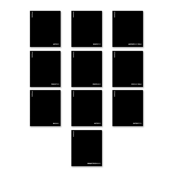 Комплект тетрадей c пластиковой обложкой ErichKrause Black Diamond, 48 листов, кл./лин., со спр. мат. (в коробке 10 шт.)