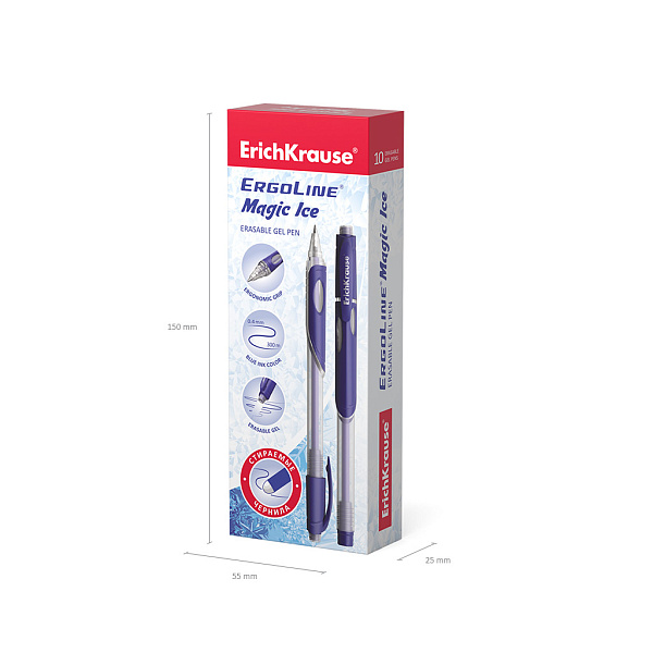 Ручка гелевая стираемая ErichKrause® СИНЯЯ, ErgoLine® Magic Ice,  (в коробке)