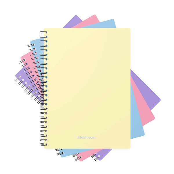 Тетрадь А5 80 л. кл. пластиковая обложка на спирали ErichKrause Pastel, MIX-PACK