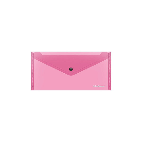 Папка-конверт на кнопке пластиковая  ErichKrause® Glossy Neon, полупрозрачная, Travel, ассорти (в пакете по 12 шт.)