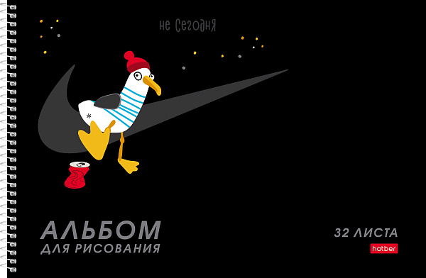 Альбом для рисования 32 листа на спирали "Приключения чайки" А4ф перфорация на отрыв выб лак 5 диз.в блоке
