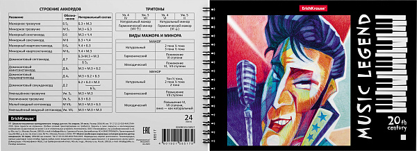 Тетрадь для нот А5 24 л. на спирали ErichKrause Music Legend, горизонатальная ориентация