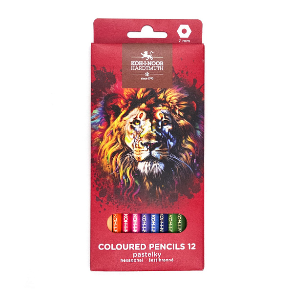 Карандаши 12 цветов Koh-I-Noor "RED LION", картонная коробка с европодвесом