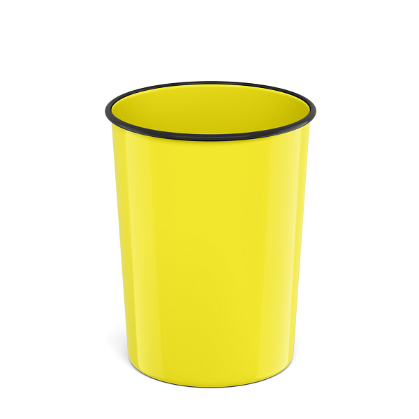 Корзина для бумаг 13,5 л. литая ErichKrause Neon Solid, пластиковая, желтый