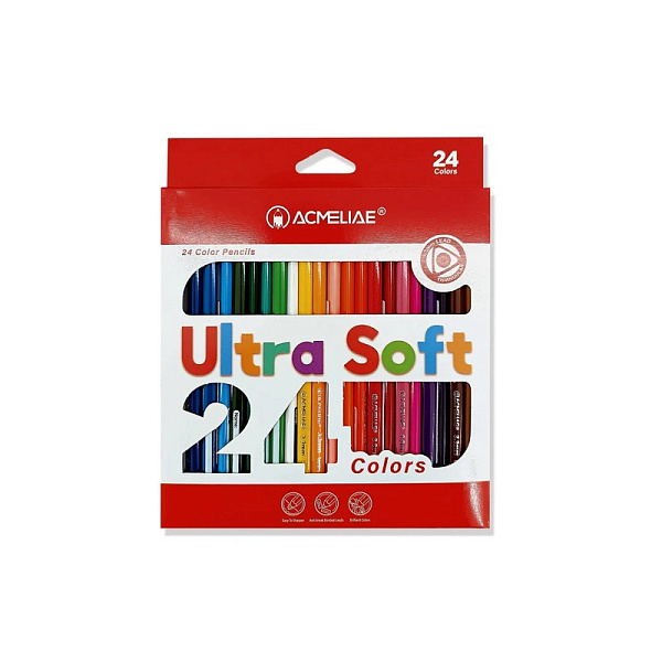 Карандаши 24 цв. Acmeliae Ultra Soft мягкие, в картонном футляре