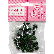 Глазки декоративные "deVENTE" круглые пластиковые, винтовые с фиксатором, 30шт, 12 мм, зеленые в пластиковом пакете с блистерным подвесом