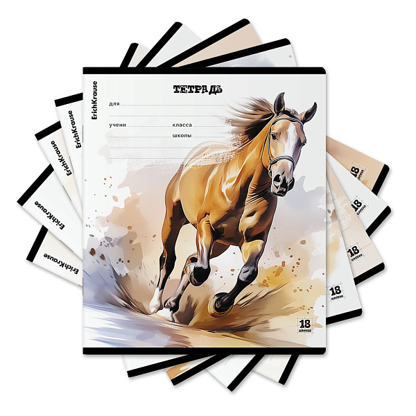 Тетрадь 18 л. кл. ErichKrause Wild Mane, (в плёнке по 10 шт.)_MIX-PACK