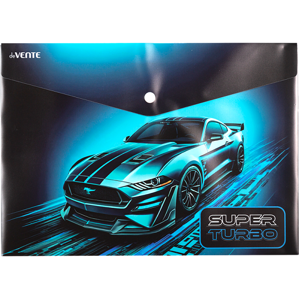 Папка-конверт на кнопке "deVENTE. Super Turbo" A4 (330x235 мм) 180 мкм, непрозрачная с рисунком, фактура песок, индивидуальная маркировка