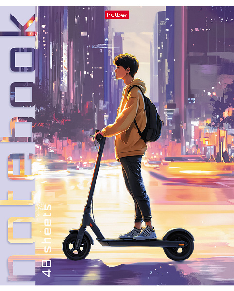 Тетрадь 48 л. кл. "Городской движ" глянц. ламин. 5 диз.в блоке скругл.углы