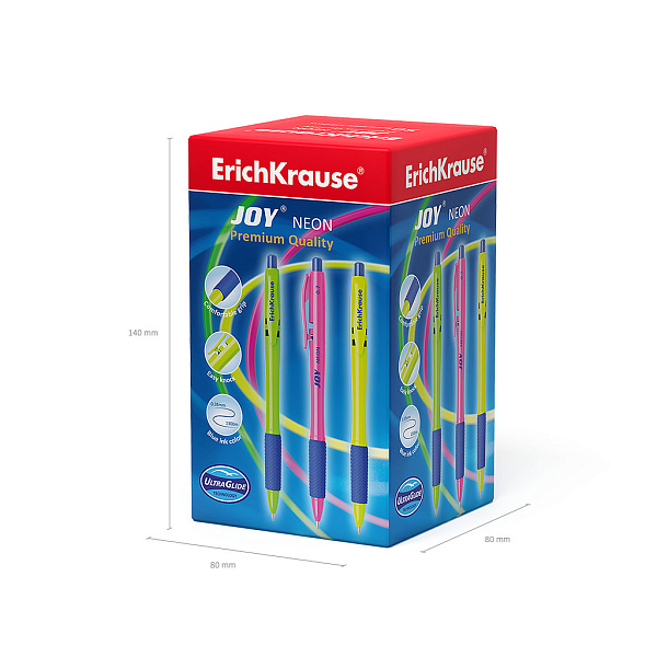 Ручка шариковая автомат. ErichKrause Ultra Glide Technology JOY Neon