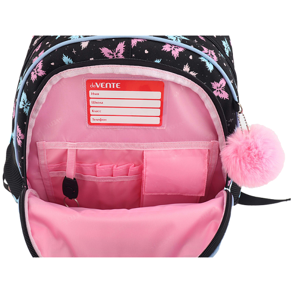 Рюкзак "deVENTE. Grade. Butterfly Dreams" школьный жесткий 37x28x16 см (16 л) вес 700 г, плотный износостойкий полиэстер с водоотталкивающей пропиткой, 2 просторных отделения на молнии (одно отделение с разделителями для учебников, другое отделение с