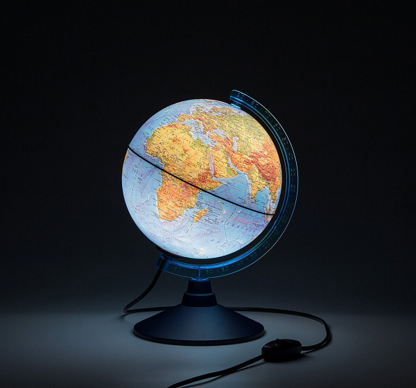 Глобус Физический с подсветкой 210 мм. КлассикЕвро