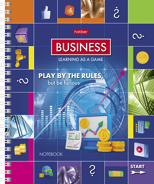 Тетрадь 80 л. кл. на гребне "Монополия", 65г/кв.м,4 диз.в блоке