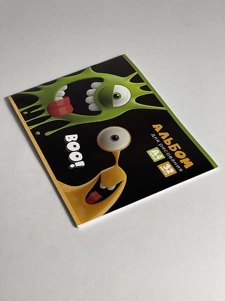 Альбом для рисования 32 листа, А4, на скрепке, обложка мелованный картон 200г/м, блок офсет 100г/м