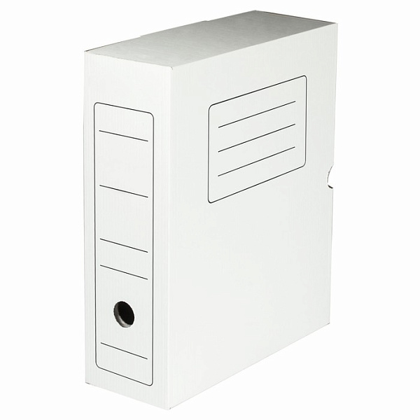 Короб архивный с клапаном 75 мм, до 700 листов, INDEX микрогофрокартон, белый