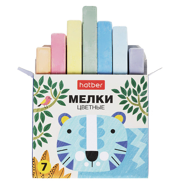 Мелки 7 цветов Hatber "Нарисуй-ка!", картонная коробка